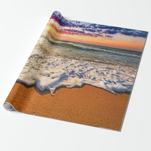 Papier Cadeau Découpage du coucher de soleil sur la plage (Déroulé)