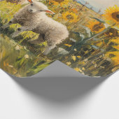 Papier Cadeau Découpage du terrain de tournesol mouton et agneau (Coin)
