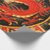 Papier Cadeau Découpage en or rouge dragon chinois traditionnel (Coin)