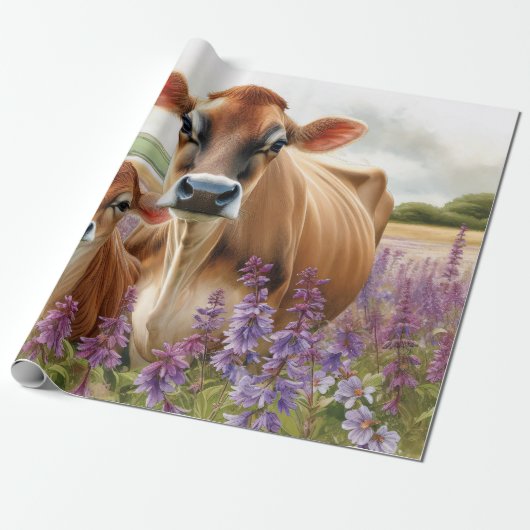Papier Cadeau Découpage Fleur sauvage Jersey Cow et Calf (Déroulé)