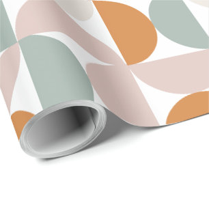 Papier Cadeau Découpage géométrique moderne orange rose vert