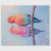 Papier Cadeau Découpage Inséparables arc-en-ciel (Plat)