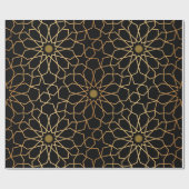 Papier Cadeau Découpage marocain moderne or noir méditerranéen (Plat)