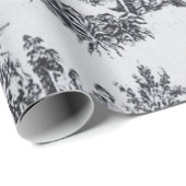 Papier Cadeau Découpage noir et blanc de la toile de jouy (Coin rond)