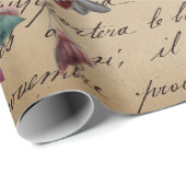 Papier Cadeau Découpage Vintage Poinsettia Écriture d'oiseaux de (Coin rond)