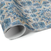 Papier Cadeau Découpe Kaleidoscope de flocon de neige rétro (Coin rond)