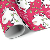 Papier Cadeau DÉCOUVREZ LES HALLES AVEC DES VACHES ET HOLLY (rou (Coin rond)