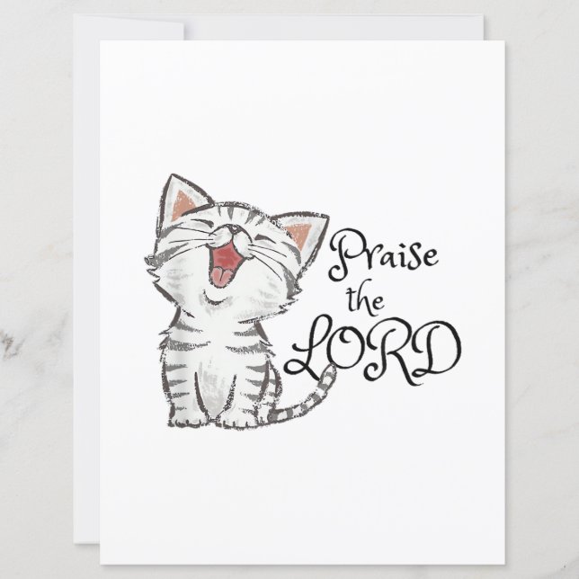 Papier cadeau d'écriture chrétienne avec un chat mignon,  (Devant)