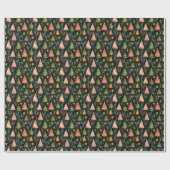 Papier Cadeau Deep Forest Green Nordic Christmas Tree Pattern (Plat)