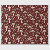 Papier Cadeau Deep Maroon Fungi Seamless Gothic Dark Academia (Plat)