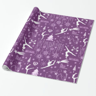 Papier Cadeau Deep Purple et Noël de fête blanc de gymnastique