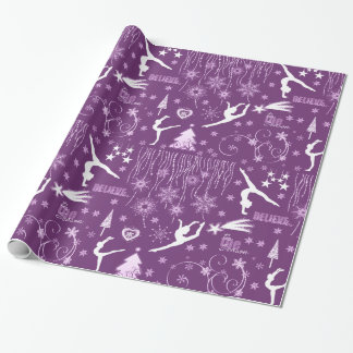 Papier Cadeau Deep Purple et Noël de fête blanc de gymnastique