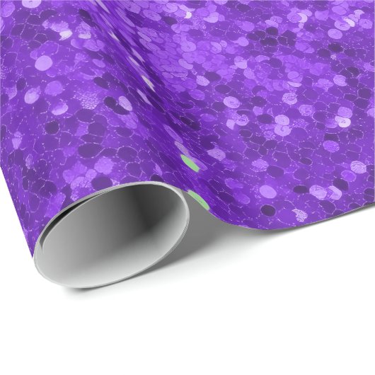 Papier Cadeau Deep Purple Glam Faux Glitter Pattern (Coin rond)