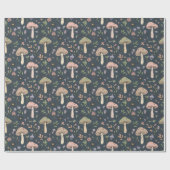 Papier Cadeau Deep Slate Blue Moody Mushroom Seamless Pattern (Plat)