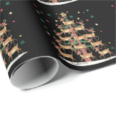 Papier Cadeau Deer Christmas Tree Drôle Vacances Cute Reindeer (Coin rond)