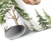 Papier Cadeau Deer Nature Faune Noël (Coin rond)