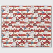 Papier Cadeau Deer Snowman Rabbit Ours Noël Gite Cadeau (Plat)