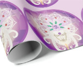 Papier Cadeau Déesse Zen Méditation Spirituelle Violet (Coin rond)
