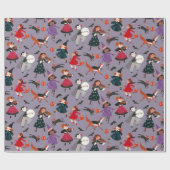 Papier Cadeau Défilé de costumes d'enfants pour Halloween (Plat)