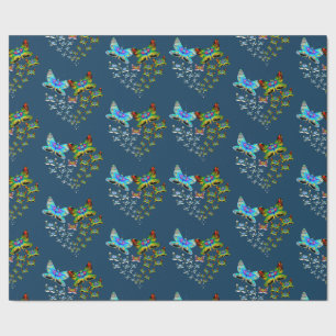 Papier Cadeau Défilé de papillons Jamaca Green Flight of Color