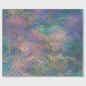 Papier Cadeau Défilement d'or en violet, rose, bleu (Plat)