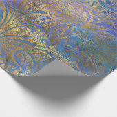 Papier Cadeau Défilement d'or en violet, rose, bleu (Coin)