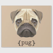 Papier Cadeau Définition de Cute Watercolor Pug Face (Plat)