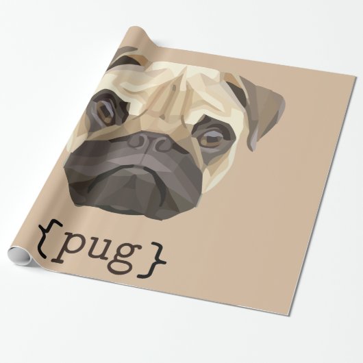 Papier Cadeau Définition de Cute Watercolor Pug Face (Déroulé)