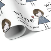 Papier Cadeau Définition Du Vin Avec Bâton Figure Girl (Coin rond)