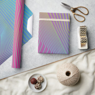 Papier Cadeau Dégradé bleu violet moderne avec rayures