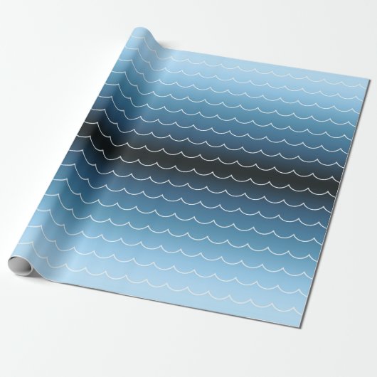 Papier Cadeau Dégradé Motif moderne de vague bleue (Déroulé)