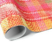 Papier Cadeau Deisgn orange, rouge et blanc d'ikat (Coin rond)