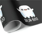 Papier Cadeau Deja Boo Funny Ghost Pun Dark BG (Coin rond)