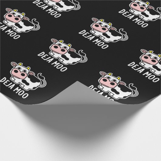 Papier Cadeau Deja Moo Funny Cow Pun Dark BG (Coin)