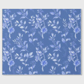 Papier Cadeau Delft Bleu Blanc Botanique Chinoiserie Florale (Plat)