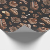 Papier Cadeau Délicat Assortiment de traitements au chocolat (Coin)