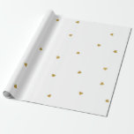 Papier Cadeau Délicat Coeurs d'Or Confetti Dots Blanc<br><div class="desc">Un amour doux et délicat. Pour la douche mariage nuptiale Saint Valentin,  anniversaires etc</div>