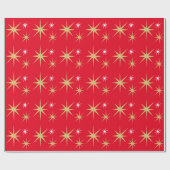 Papier Cadeau Delicate Festive Étoiles de Noël Motif Rouge (Plat)