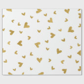Papier Cadeau Delicate Gold Sepia Hearts Confetti Mariage blanc (Plat)
