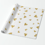 Papier Cadeau Delicate Gold Sepia Hearts Confetti Mariage blanc<br><div class="desc">Un amour doux et délicat. Pour la douche mariage nuptiale Saint Valentin,  anniversaires etc</div>