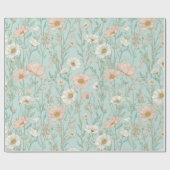 Papier Cadeau Delicate Pastel Wildflower Mint Floral Pattern (Plat)