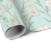 Papier Cadeau Delicate Pastel Wildflower Mint Floral Pattern (Coin rond)