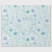 Papier Cadeau Delicate Pastel Wildflower Mint Floral Pattern (Plat)
