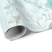Papier Cadeau Delicate Pastel Wildflower Mint Floral Pattern (Coin rond)