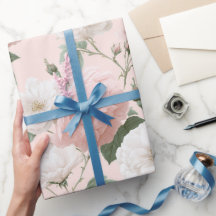 Delicate Soft Pink Rose White Floral Pattern