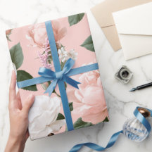 Delicate Soft Pink Rose White Floral Pattern