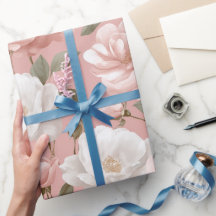 Delicate Soft Pink Rose White Floral Pattern