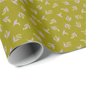 Papier Cadeau Delicate ‘Sprigs’ wrapping paper in olive green  (Coin rond)