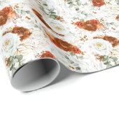 Papier Cadeau Delicate Terracotta Floral Botanical Gold Leaf (Coin rond)