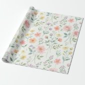 Papier Cadeau Delicate Watercolor Floral Seamless Pattern – Soft (Déroulé)